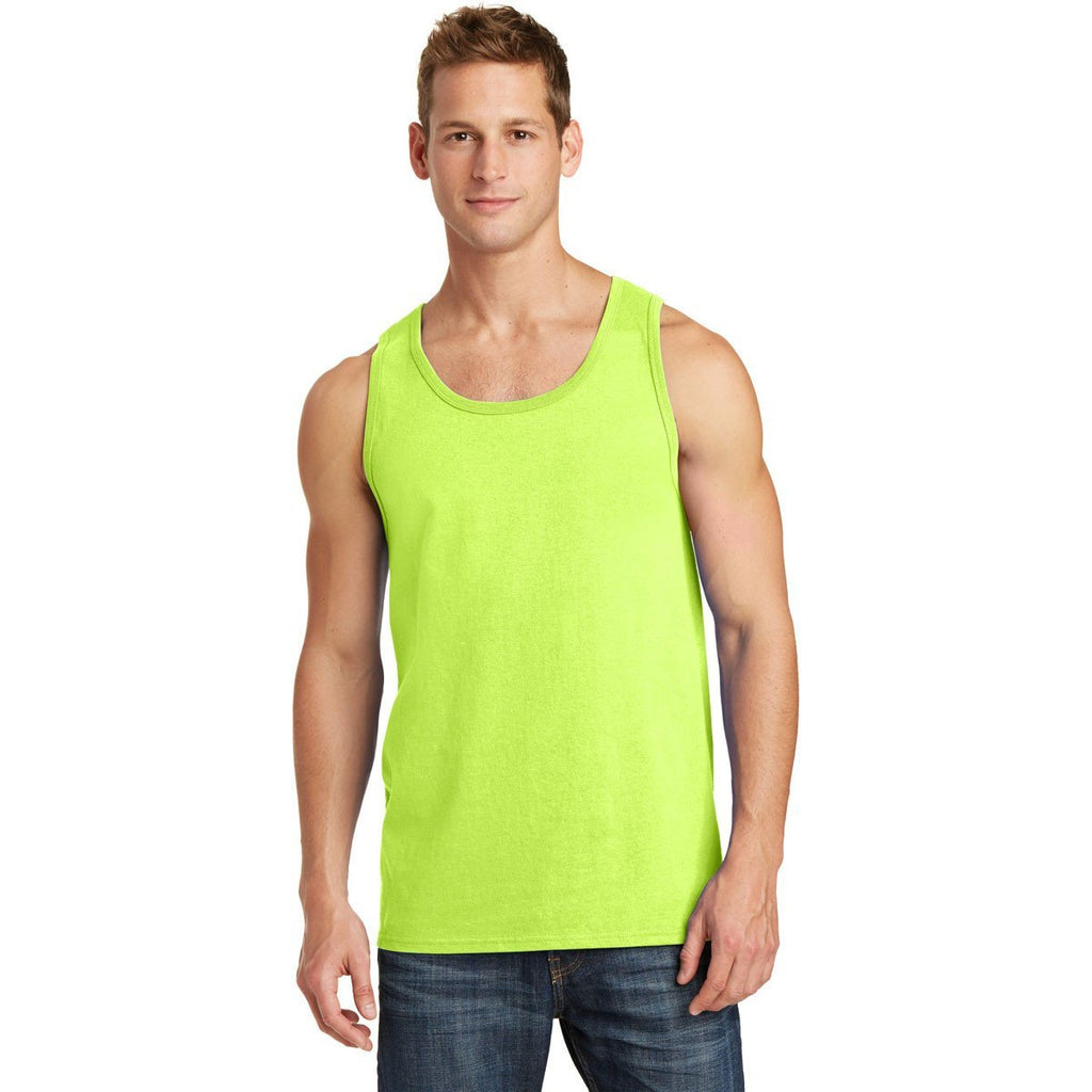 Port & Company Men's Neon Yellow Core Cotton Tank Top