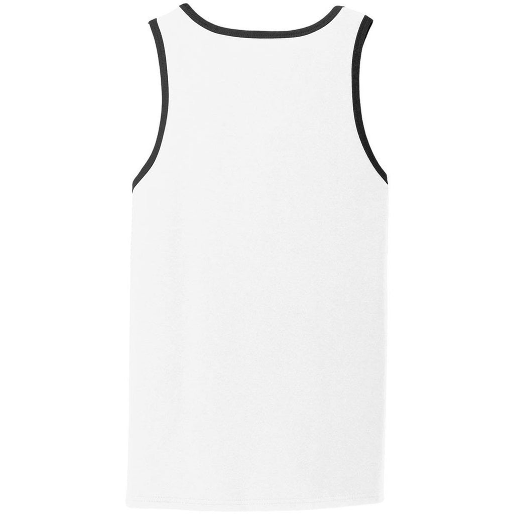 Port & Company Men's White/Jet Black Core Cotton Tank Top