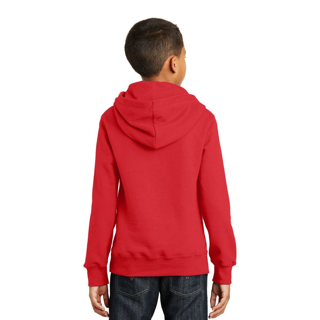 Port & Company Youth Bright Red Fan Favorite Fleece Pullover Hooded Sweatshirt