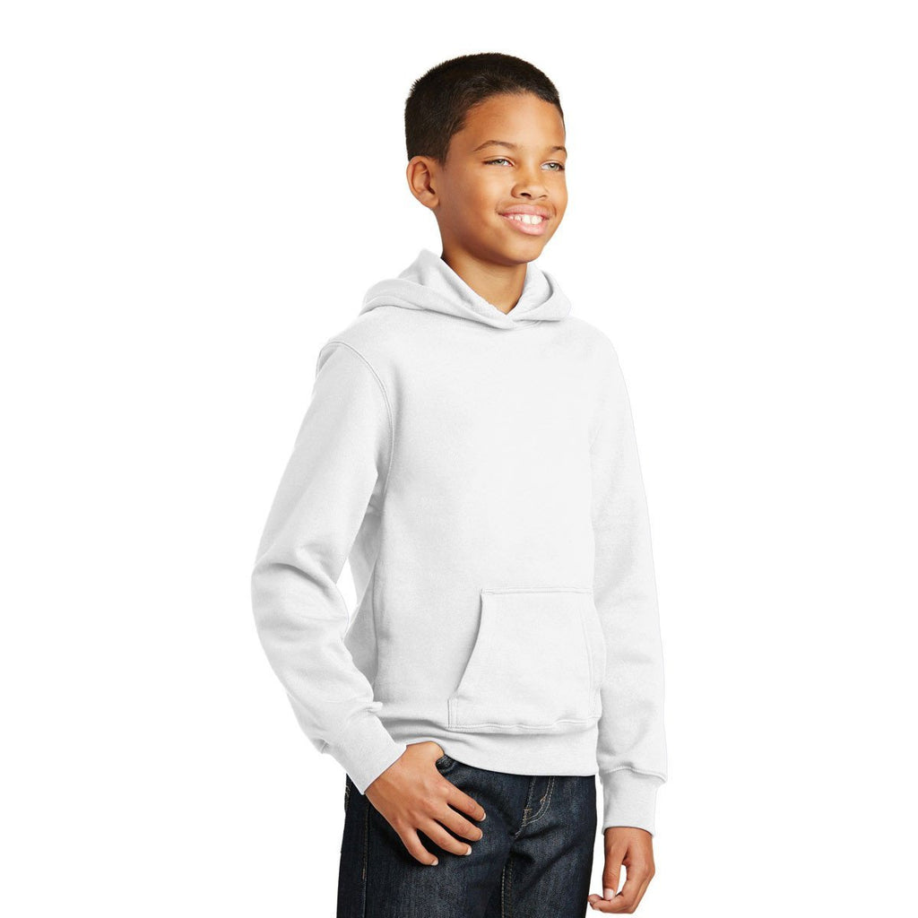Port & Company Youth White Fan Favorite Fleece Pullover Hooded Sweatshirt