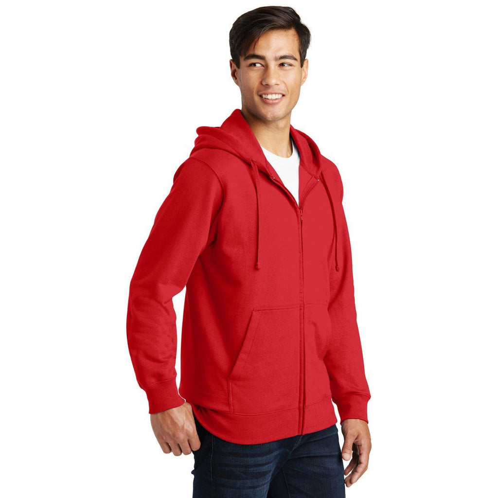 Port & Company Men's Bright Red Fan Favorite Fleece Full-Zip Hooded Sweatshirt