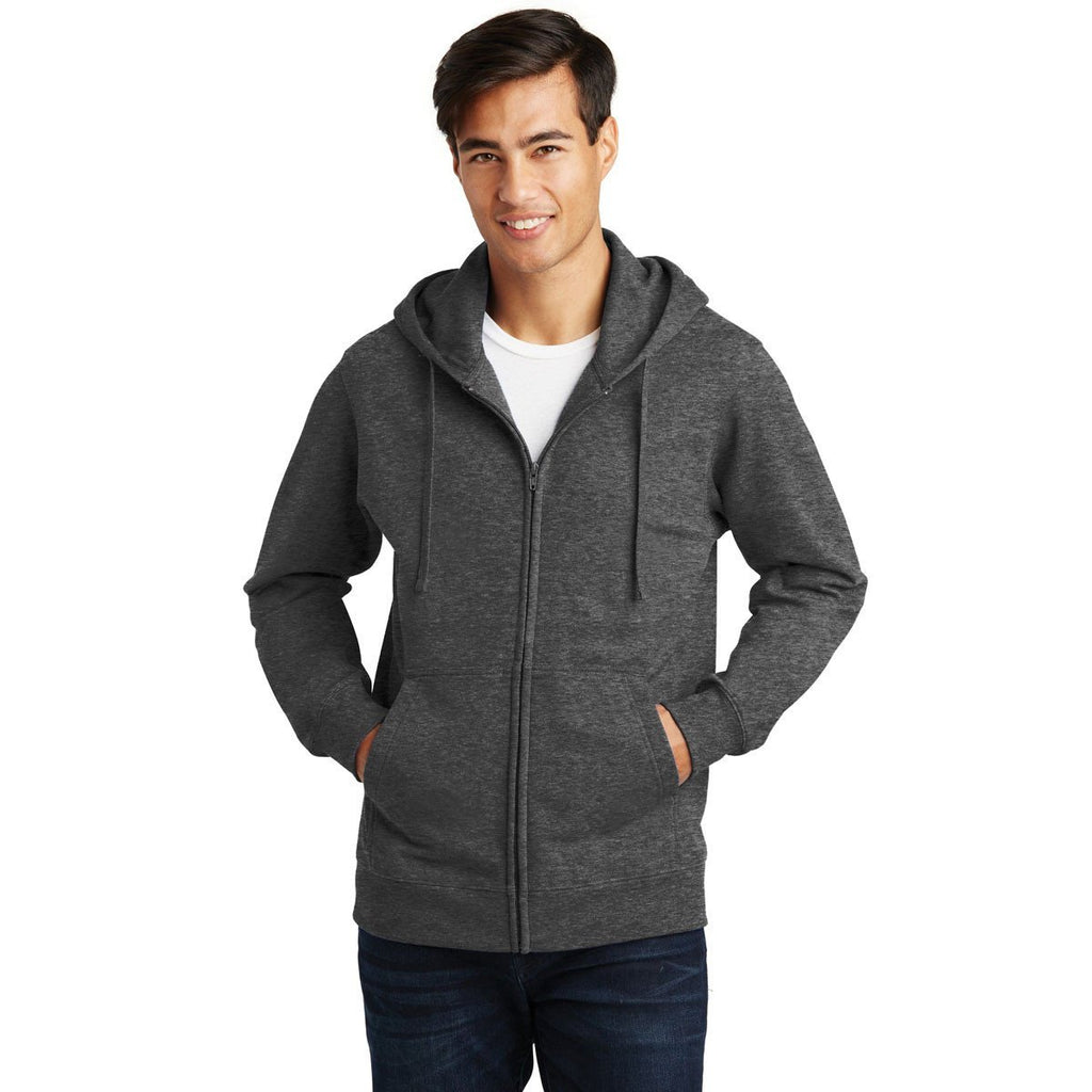 Port & Company Men's Dark Heather Grey Fan Favorite Fleece Full-Zip Hooded Sweatshirt