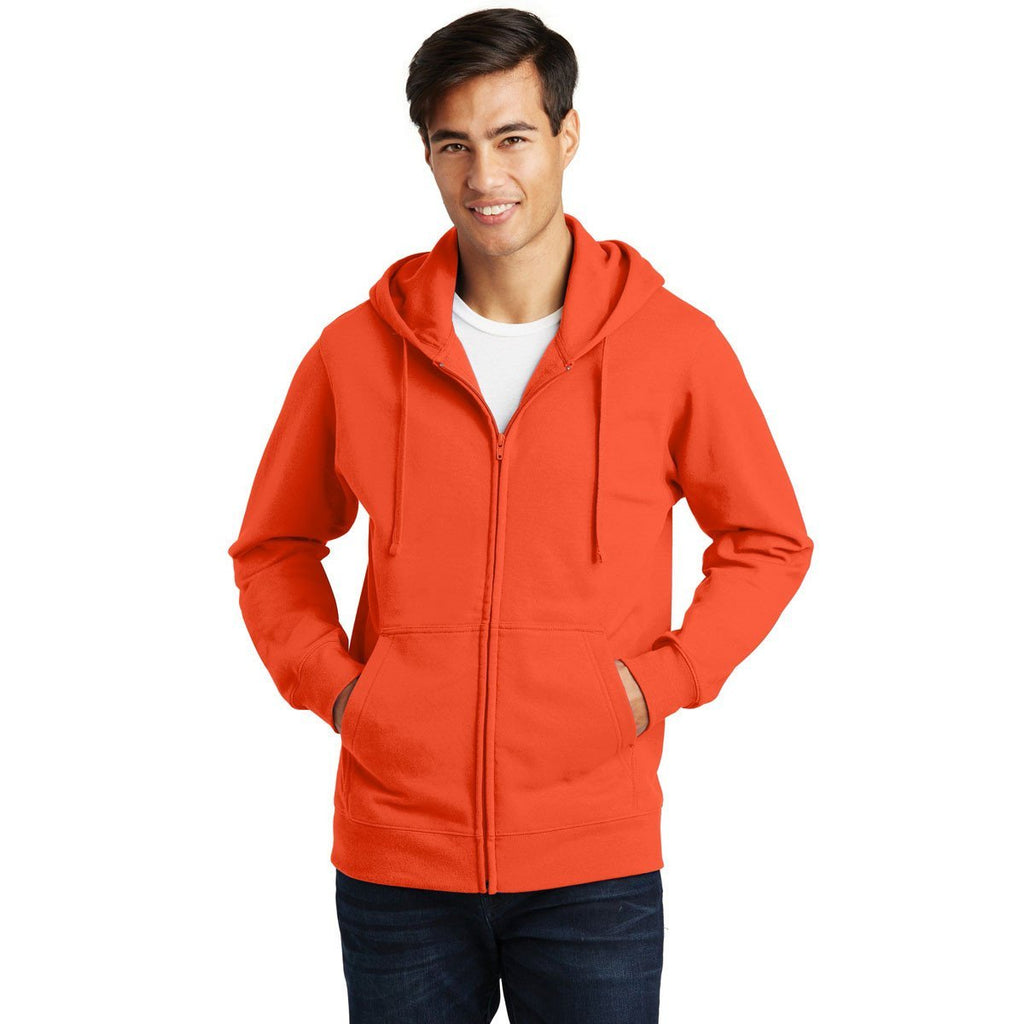 Port & Company Men's Orange Fan Favorite Fleece Full-Zip Hooded Sweatshirt