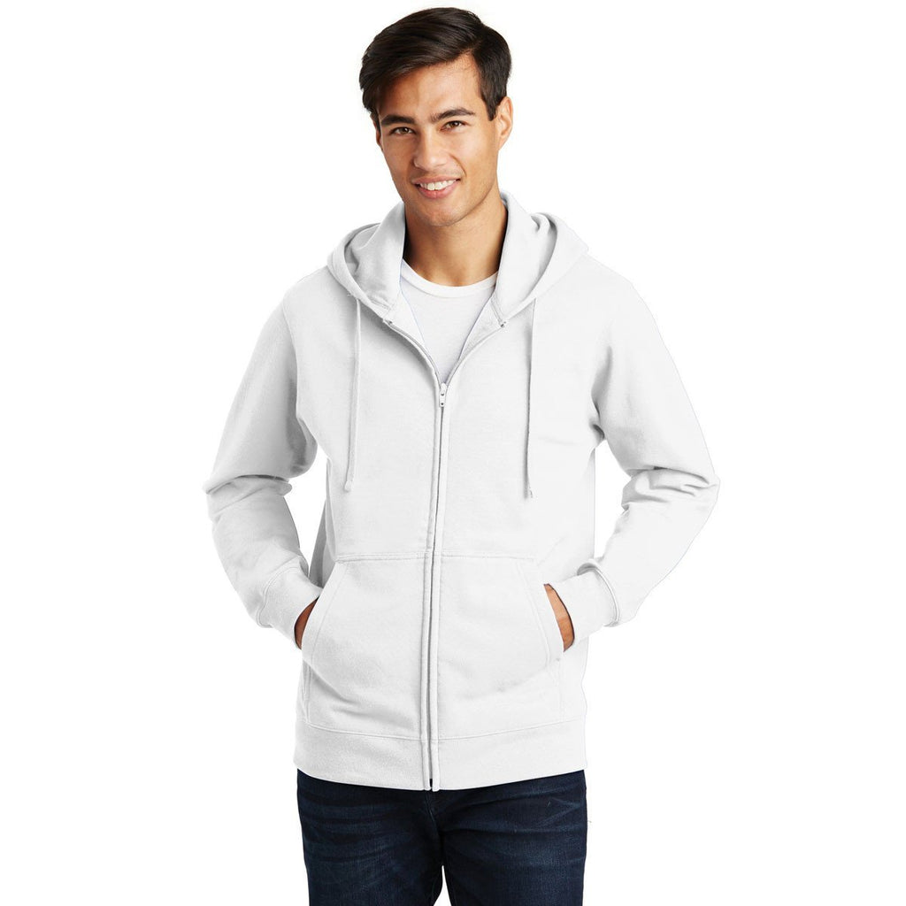 Port & Company Men's White Fan Favorite Fleece Full-Zip Hooded Sweatshirt