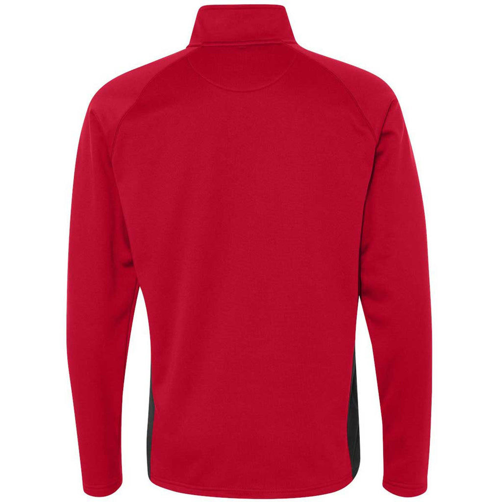 Champion Men's Scarlet/Black Performance 5.4-Ounce Colorblock Quarter-Zip Jacket