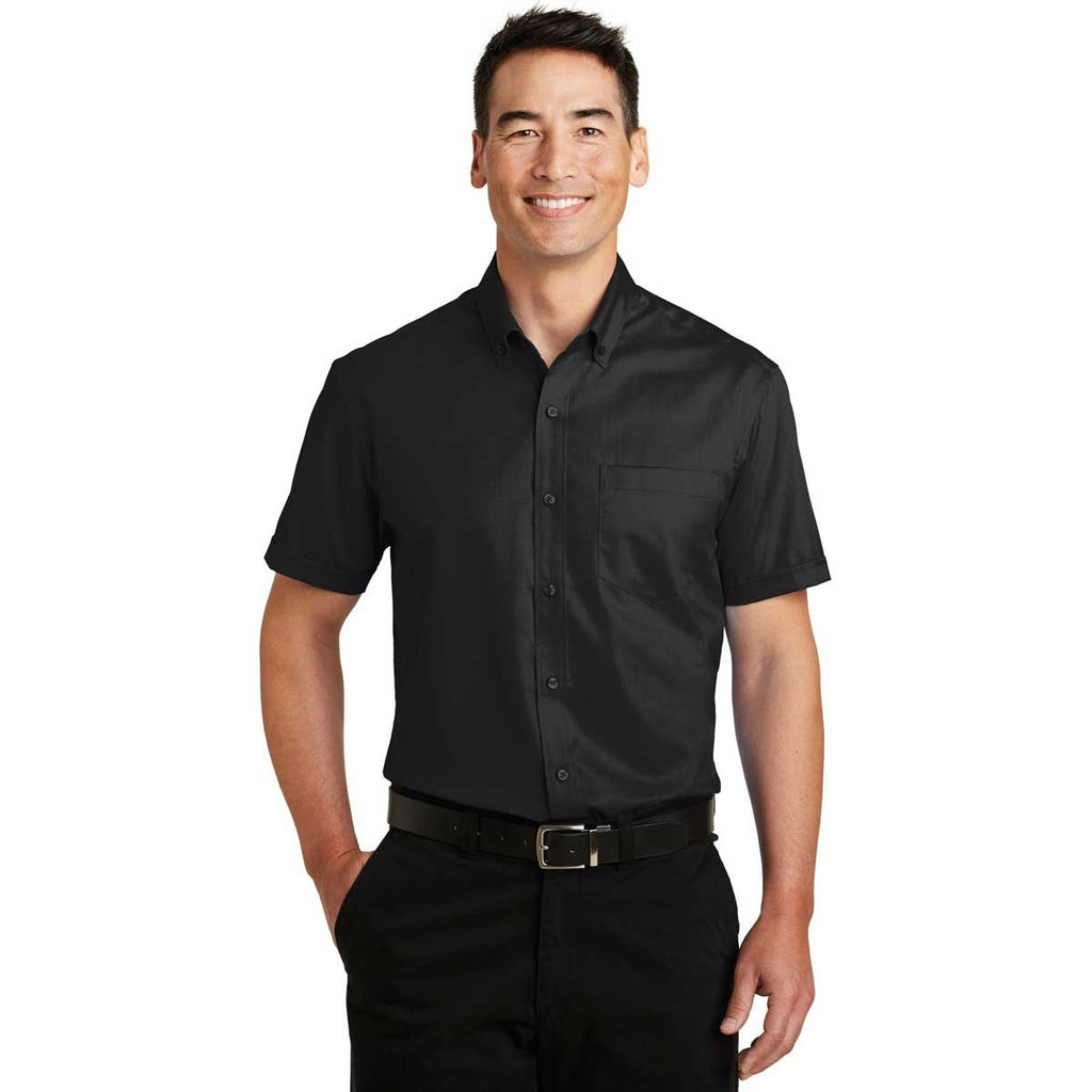 Port Authority Men's Black Short Sleeve SuperPro Twill Shirt