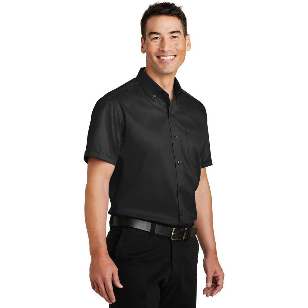 Port Authority Men's Black Short Sleeve SuperPro Twill Shirt