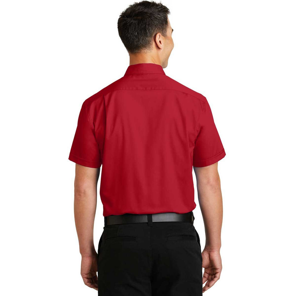 Port Authority Men's Rich Red Short Sleeve SuperPro Twill Shirt