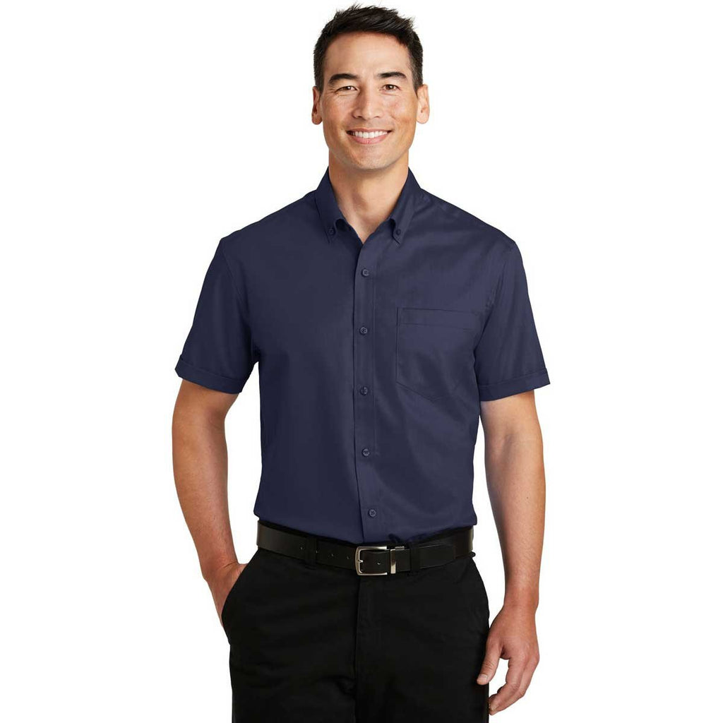 Port Authority Men's True Navy Short Sleeve SuperPro Twill Shirt