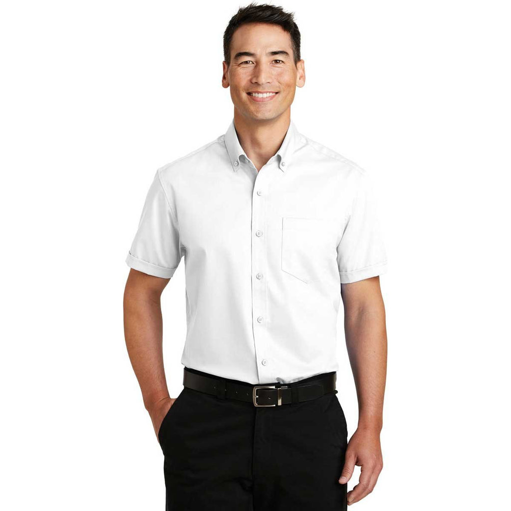 Port Authority Men's White Short Sleeve SuperPro Twill Shirt