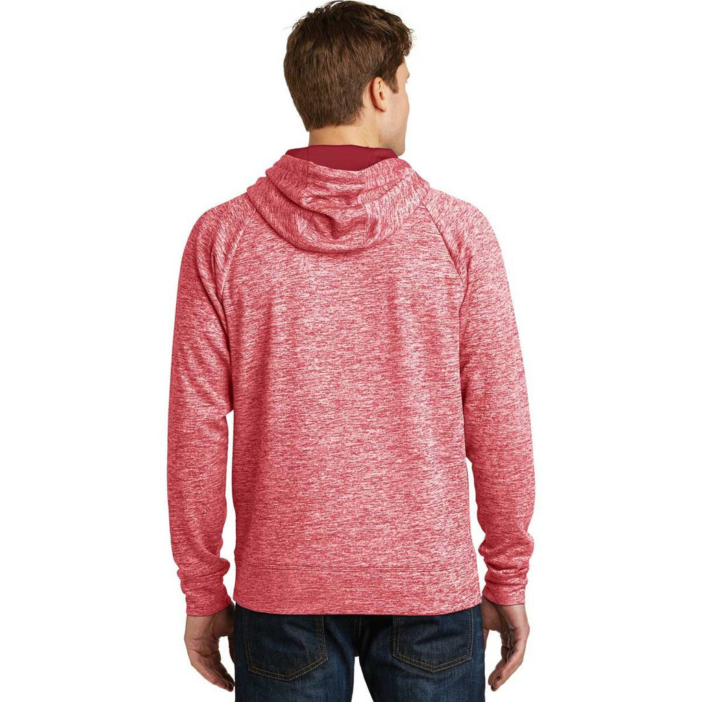 Sport-Tek Men's Deep Red Electric PosiCharge Electric Heather Fleece Hooded Pullover