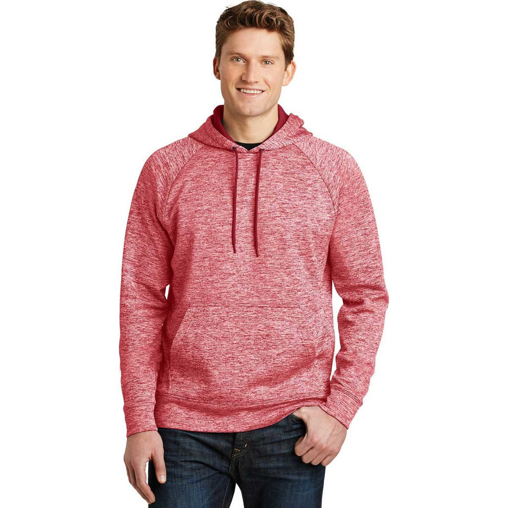 Sport-Tek Men's Deep Red Electric PosiCharge Electric Heather Fleece Hooded Pullover