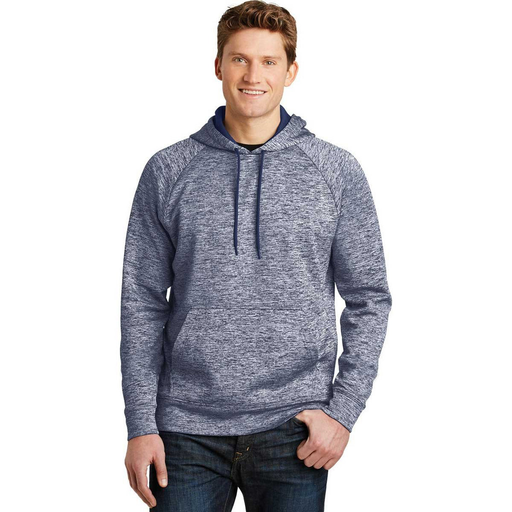 Sport-Tek Men's True Navy Electric PosiCharge Electric Heather Fleece Hooded Pullover