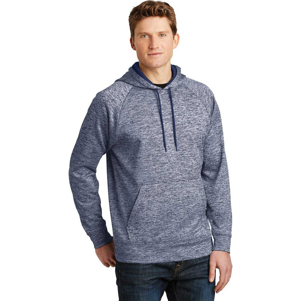 Sport-Tek Men's True Navy Electric PosiCharge Electric Heather Fleece Hooded Pullover