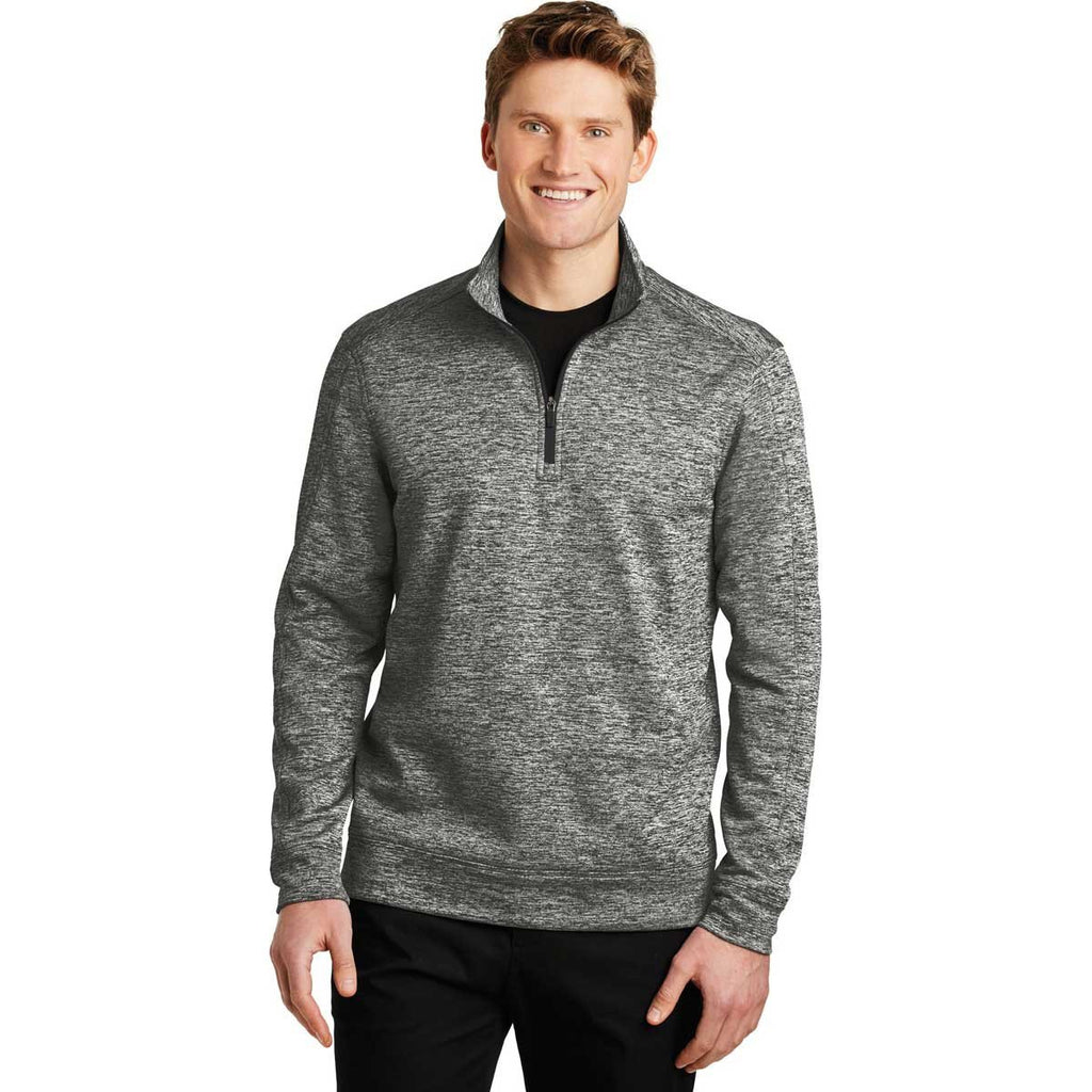 Sport-Tek Men's Black Electric PosiCharge Electric Heather Fleece 1/4-Zip Pullover