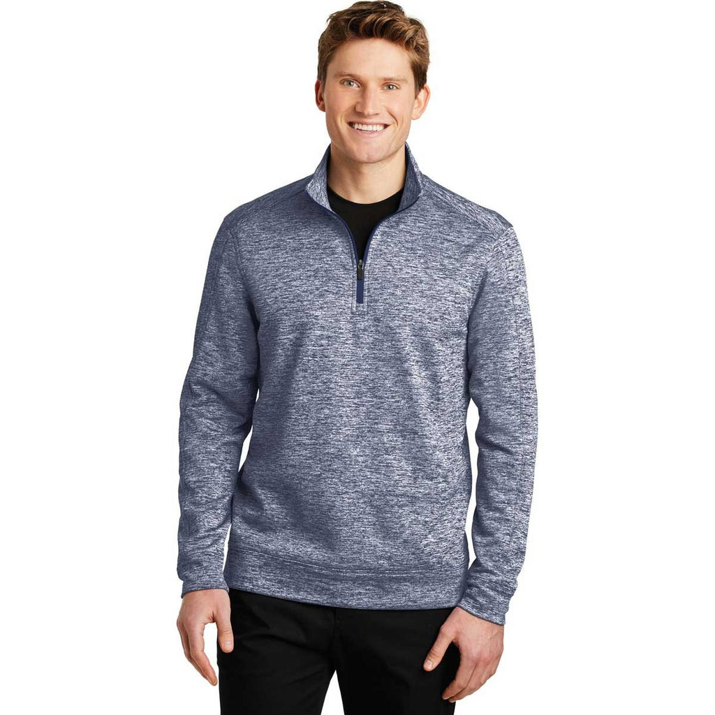 Sport-Tek Men's True Navy Electric PosiCharge Electric Heather Fleece 1/4-Zip Pullover