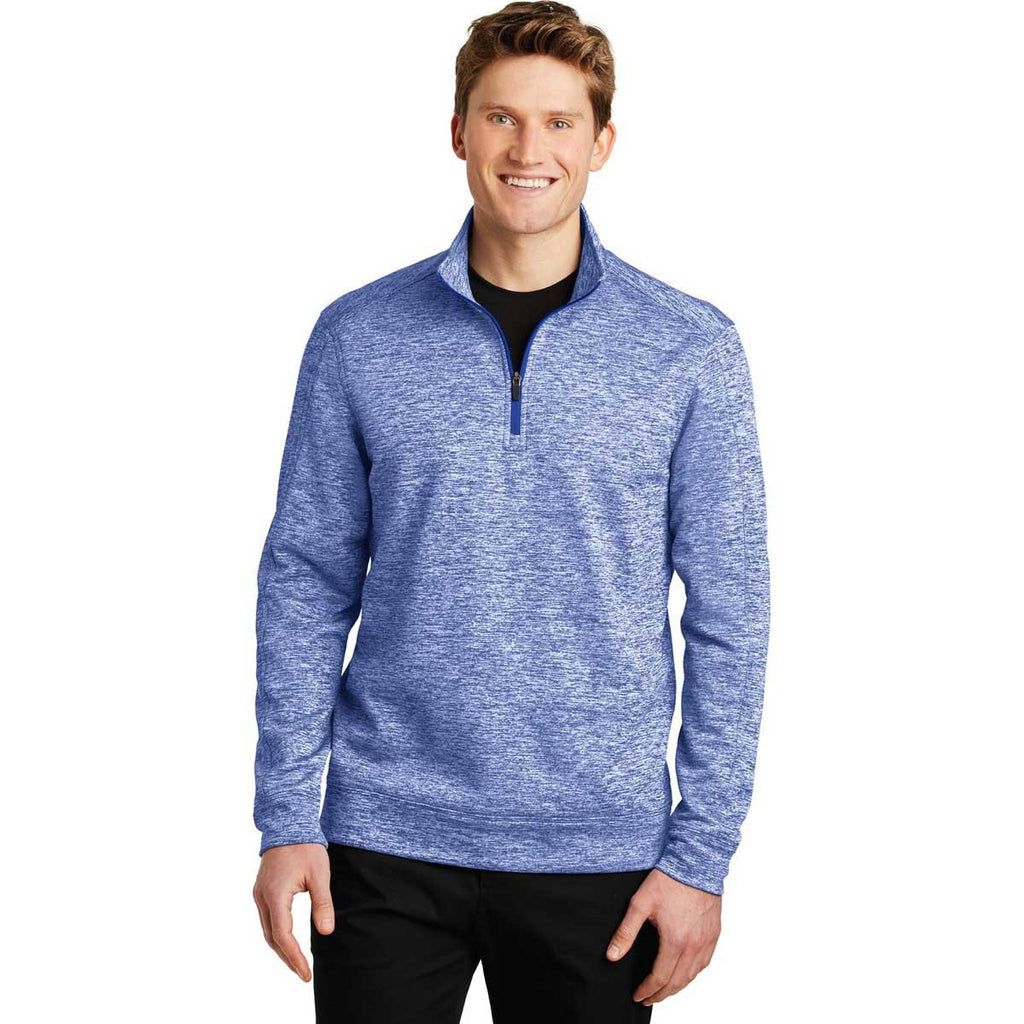 Sport-Tek Men's True Royal Electric PosiCharge Electric Heather Fleece 1/4-Zip Pullover