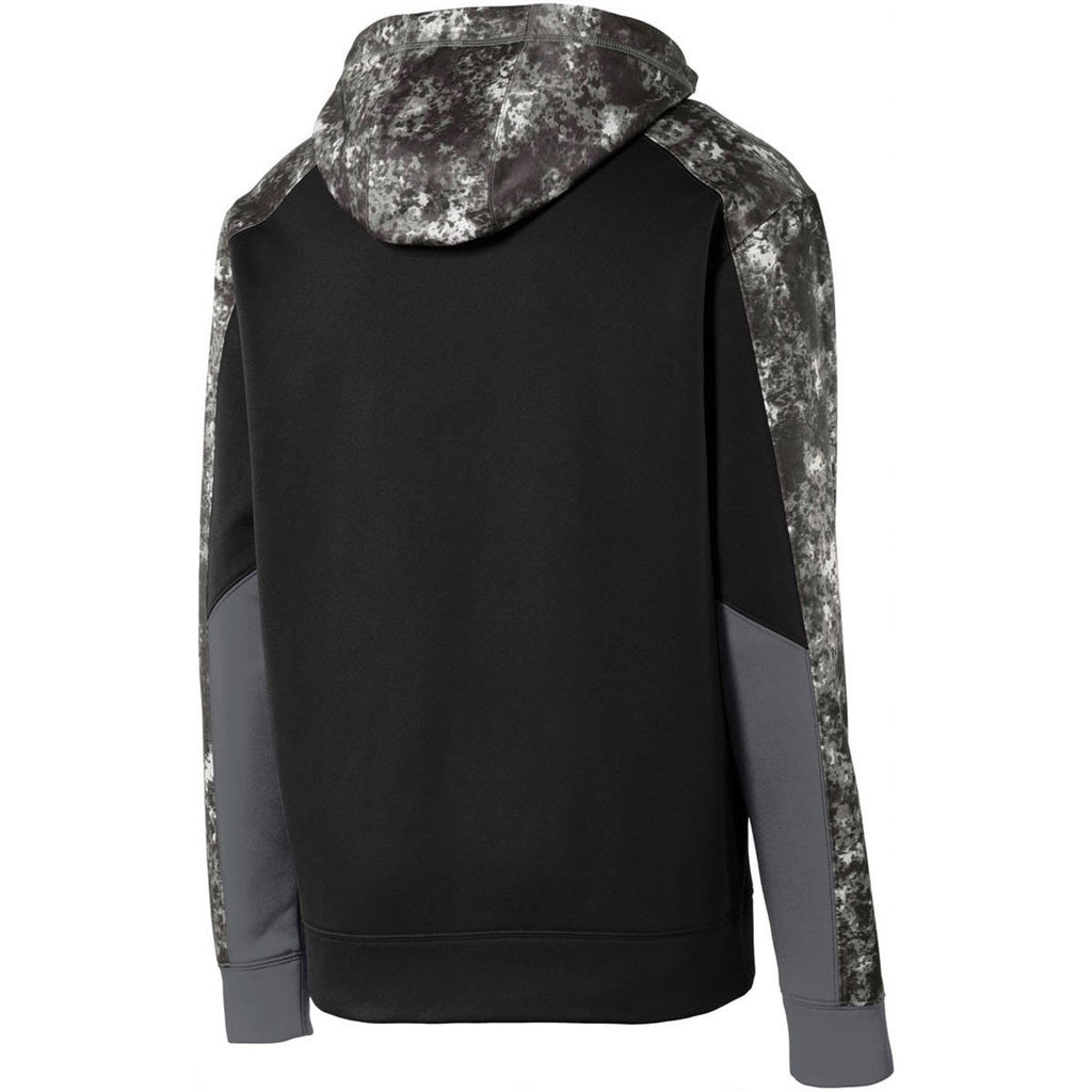 Sport-Tek Men's Black/Black Sport-Wick Mineral Freeze Fleece Colorblock Hooded Pullover