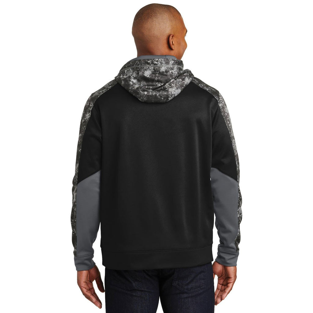 Sport-Tek Men's Black/Black Sport-Wick Mineral Freeze Fleece Colorblock Hooded Pullover