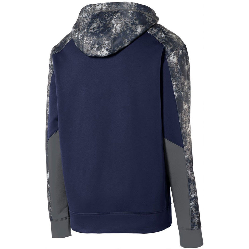 Sport-Tek Men's True Navy/Navy Sport-Wick Mineral Freeze Fleece Colorblock Hooded Pullover