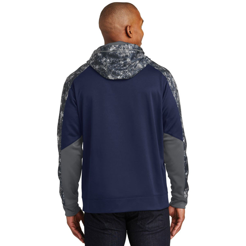 Sport-Tek Men's True Navy/Navy Sport-Wick Mineral Freeze Fleece Colorblock Hooded Pullover