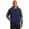 Sport-Tek Men's True Navy/Navy Sport-Wick Mineral Freeze Fleece Colorblock Hooded Pullover