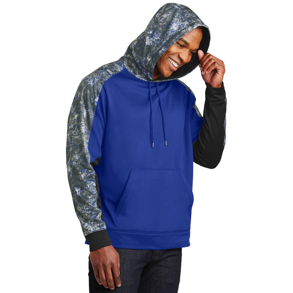 Sport-Tek Men's True Royal/True Royal Sport-Wick Mineral Freeze Fleece Colorblock Hooded Pullover