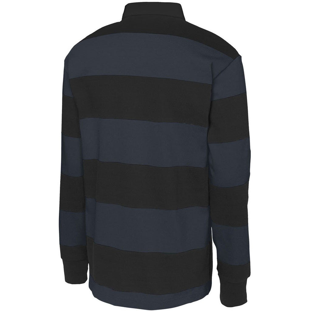Sport-Tek Men's Black/Graphite Grey Classic Long Sleeve Rugby Polo