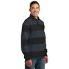 Sport-Tek Men's Black/Graphite Grey Classic Long Sleeve Rugby Polo