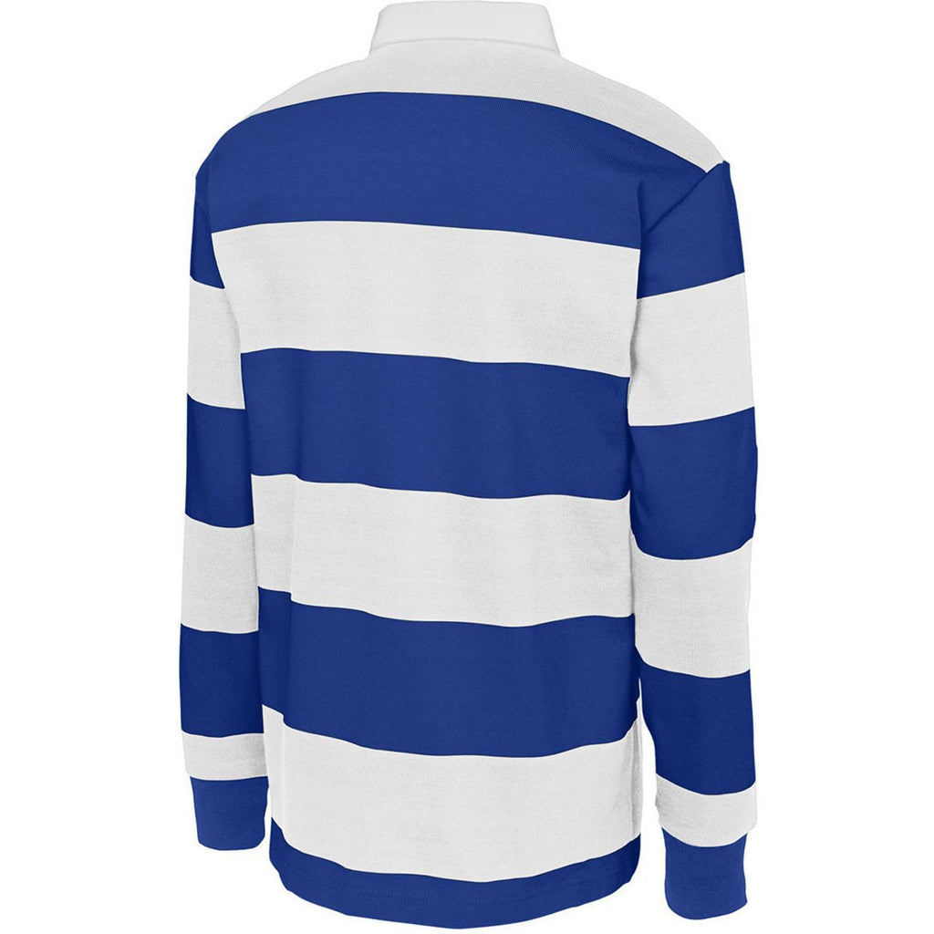 Sport-Tek Men's True Royal/White Classic Long Sleeve Rugby Polo