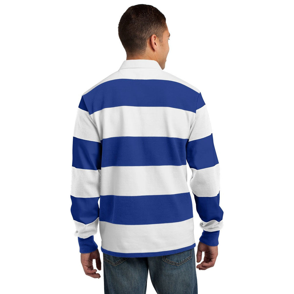 Sport-Tek Men's True Royal/White Classic Long Sleeve Rugby Polo
