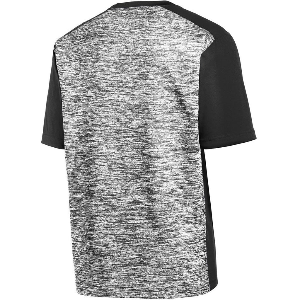 Sport-Tek Men's Black Electric/Black PosiCharge Electric Heather Colorblock Tee