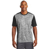 Sport-Tek Men's Black Electric/Black PosiCharge Electric Heather Colorblock Tee