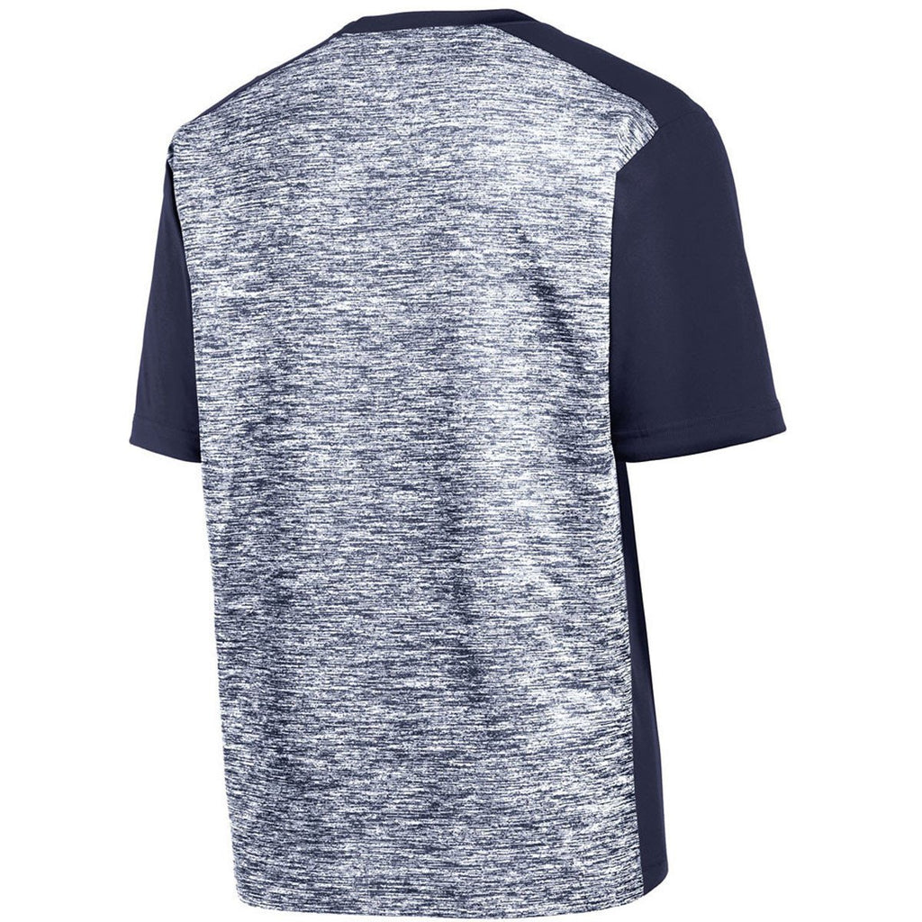 Sport-Tek Men's True Navy Electric/True Navy PosiCharge Electric Heather Colorblock Tee