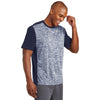 Sport-Tek Men's True Navy Electric/True Navy PosiCharge Electric Heather Colorblock Tee