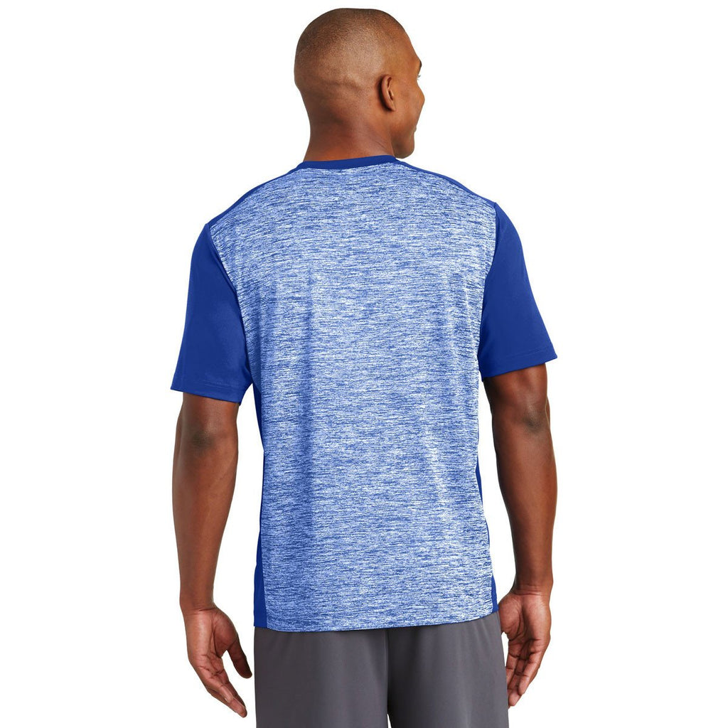 Sport-Tek Men's True Royal Electric/True Royal PosiCharge Electric Heather Colorblock Tee