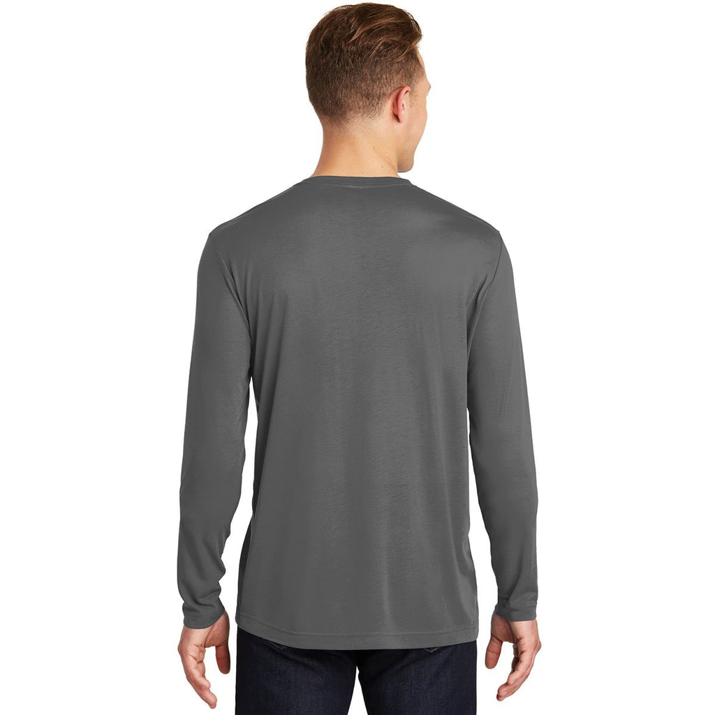 Sport-Tek Men's Dark Smoke Grey Long Sleeve PosiCharge Competitor Cotton Touch Tee