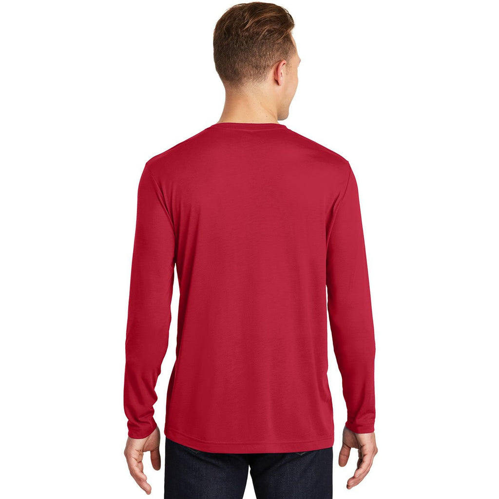 Sport-Tek Men's Deep Red Long Sleeve PosiCharge Competitor Cotton Touch Tee
