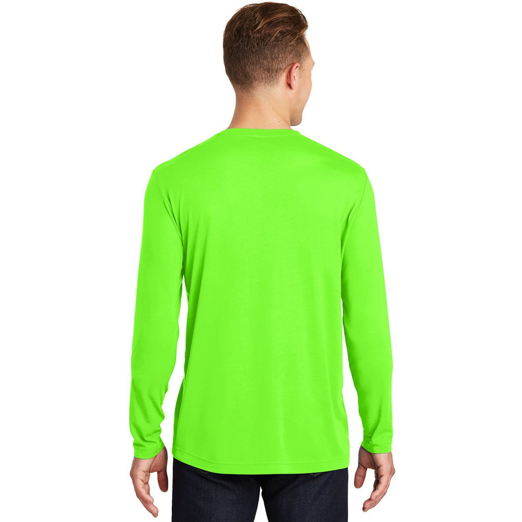 Sport-Tek Men's Neon Green Long Sleeve PosiCharge Competitor Cotton Touch Tee
