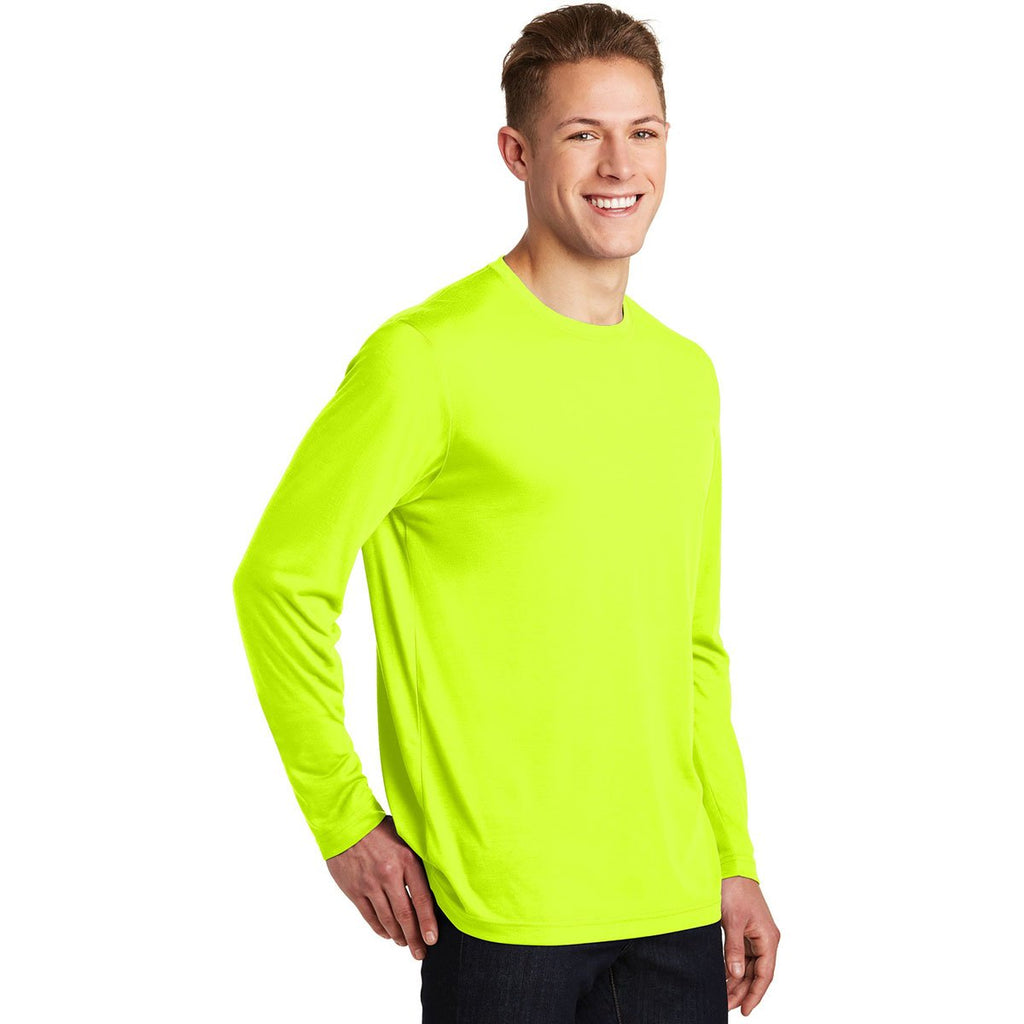 Sport-Tek Men's Neon Yellow Long Sleeve PosiCharge Competitor Cotton Touch Tee