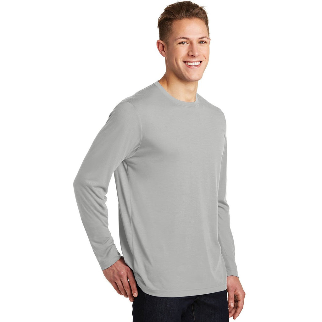 Sport-Tek Men's Silver Long Sleeve PosiCharge Competitor Cotton Touch Tee