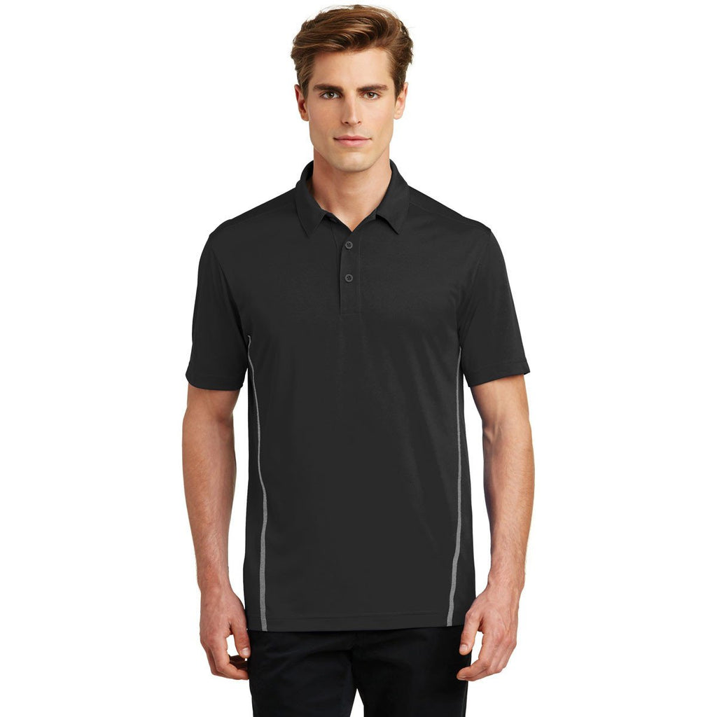 Sport-Tek Men's Black/Heather Grey Contrast PosiCharge Tough Polo