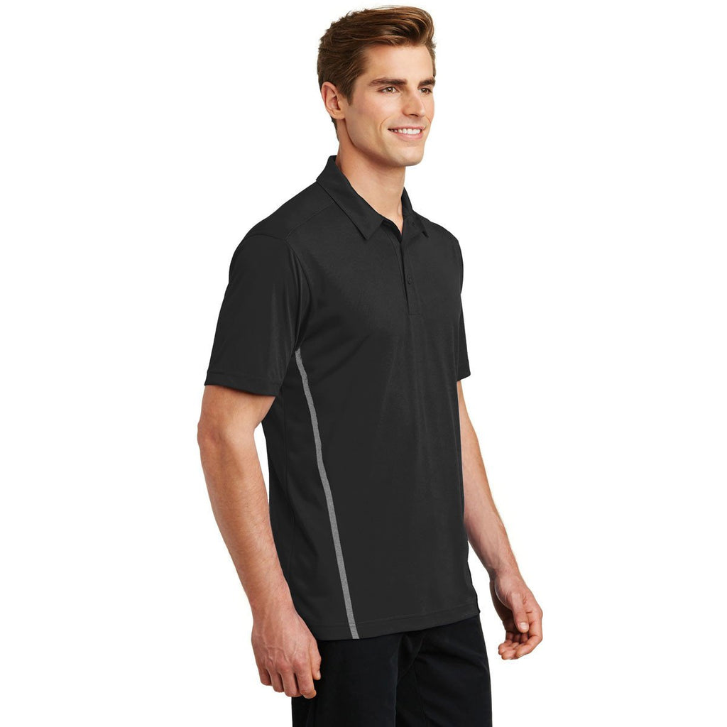 Sport-Tek Men's Black/Heather Grey Contrast PosiCharge Tough Polo