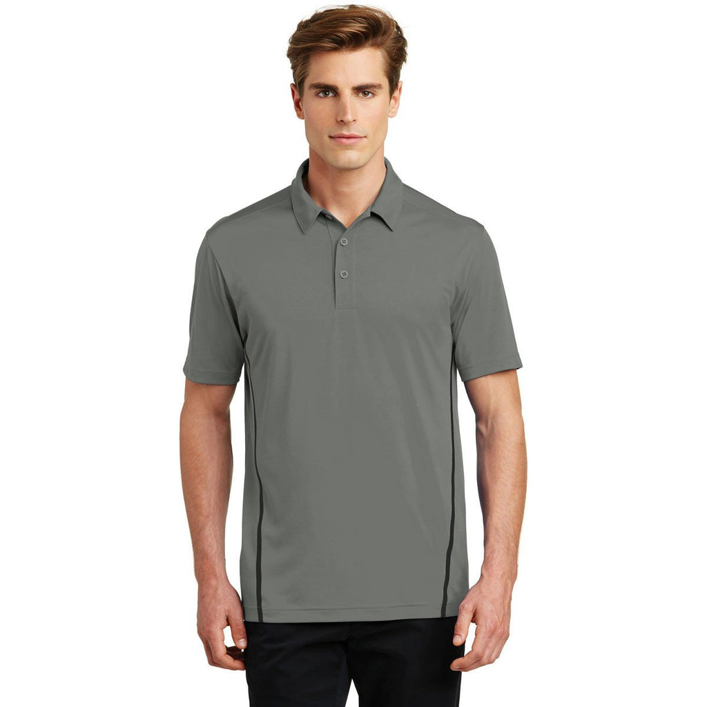 Sport-Tek Men's Dark Smoke Grey/Black Contrast PosiCharge Tough Polo