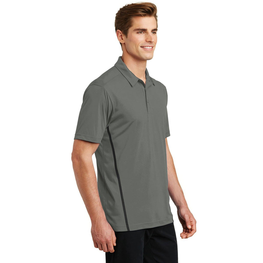 Sport-Tek Men's Dark Smoke Grey/Black Contrast PosiCharge Tough Polo