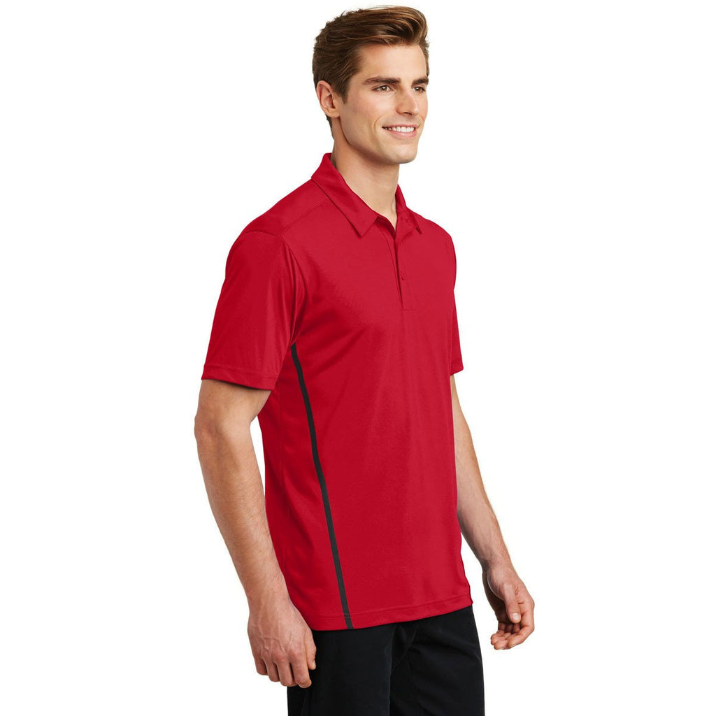 Sport-Tek Men's Deep Red/Black Contrast PosiCharge Tough Polo