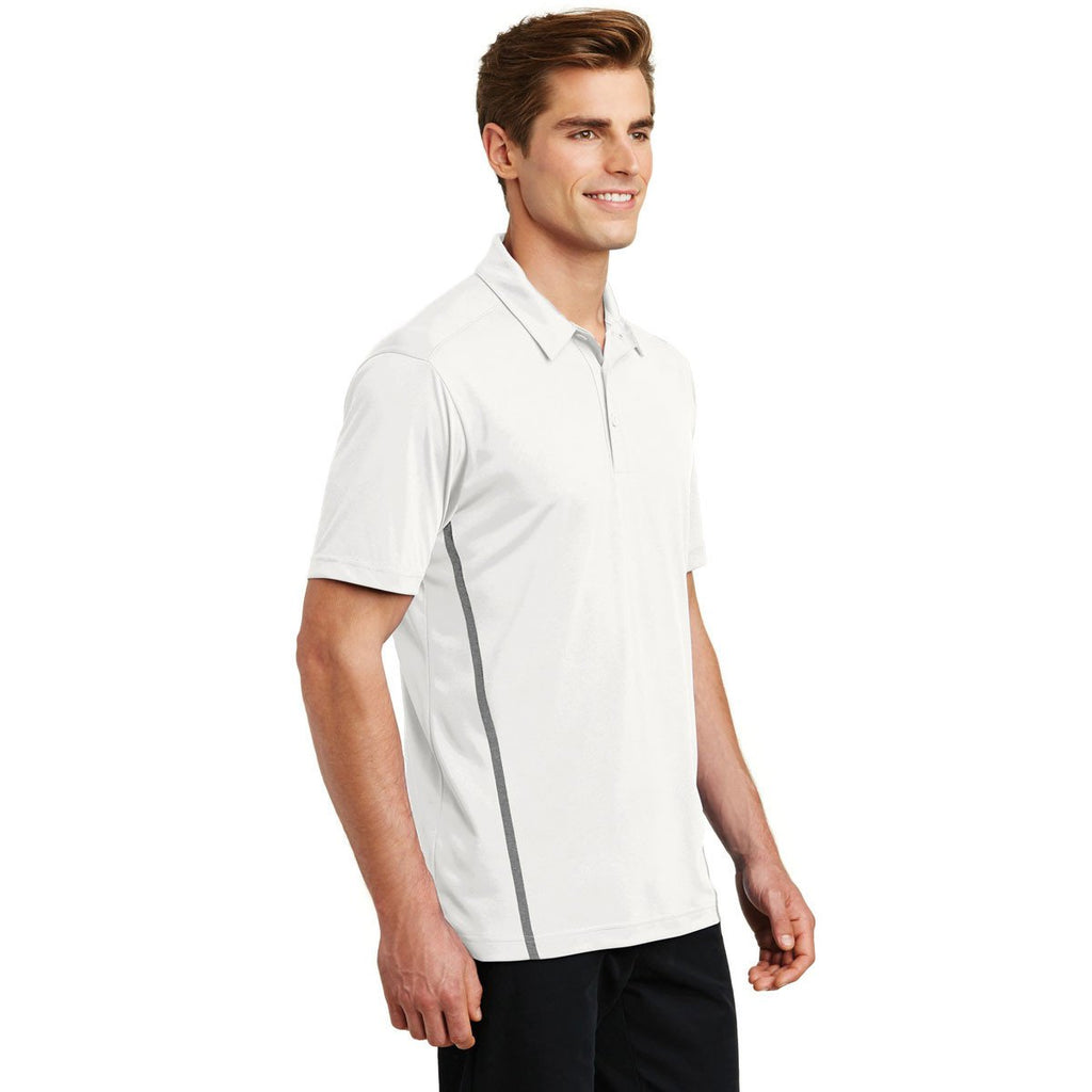 Sport-Tek Men's White/Heather Grey Contrast PosiCharge Tough Polo