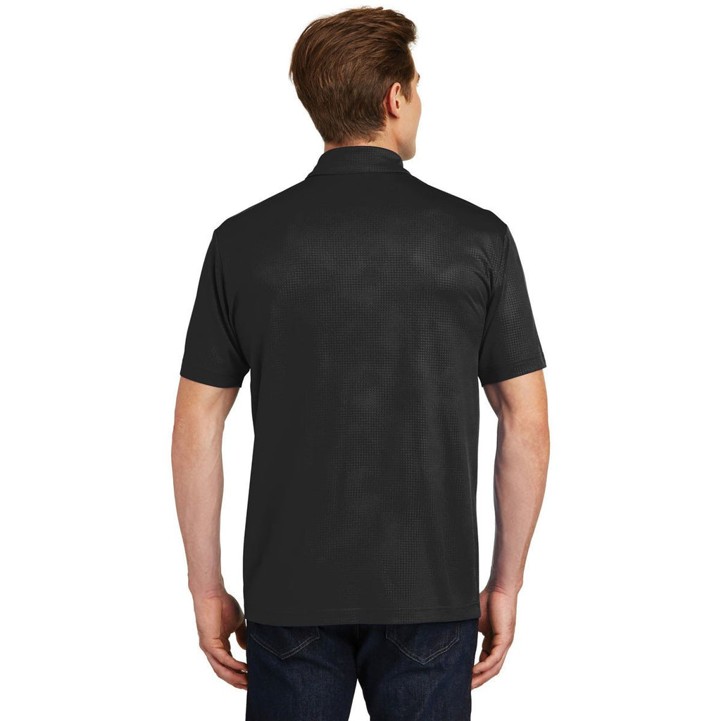 Sport-Tek Men's Black Embossed PosiCharge Tough Polo