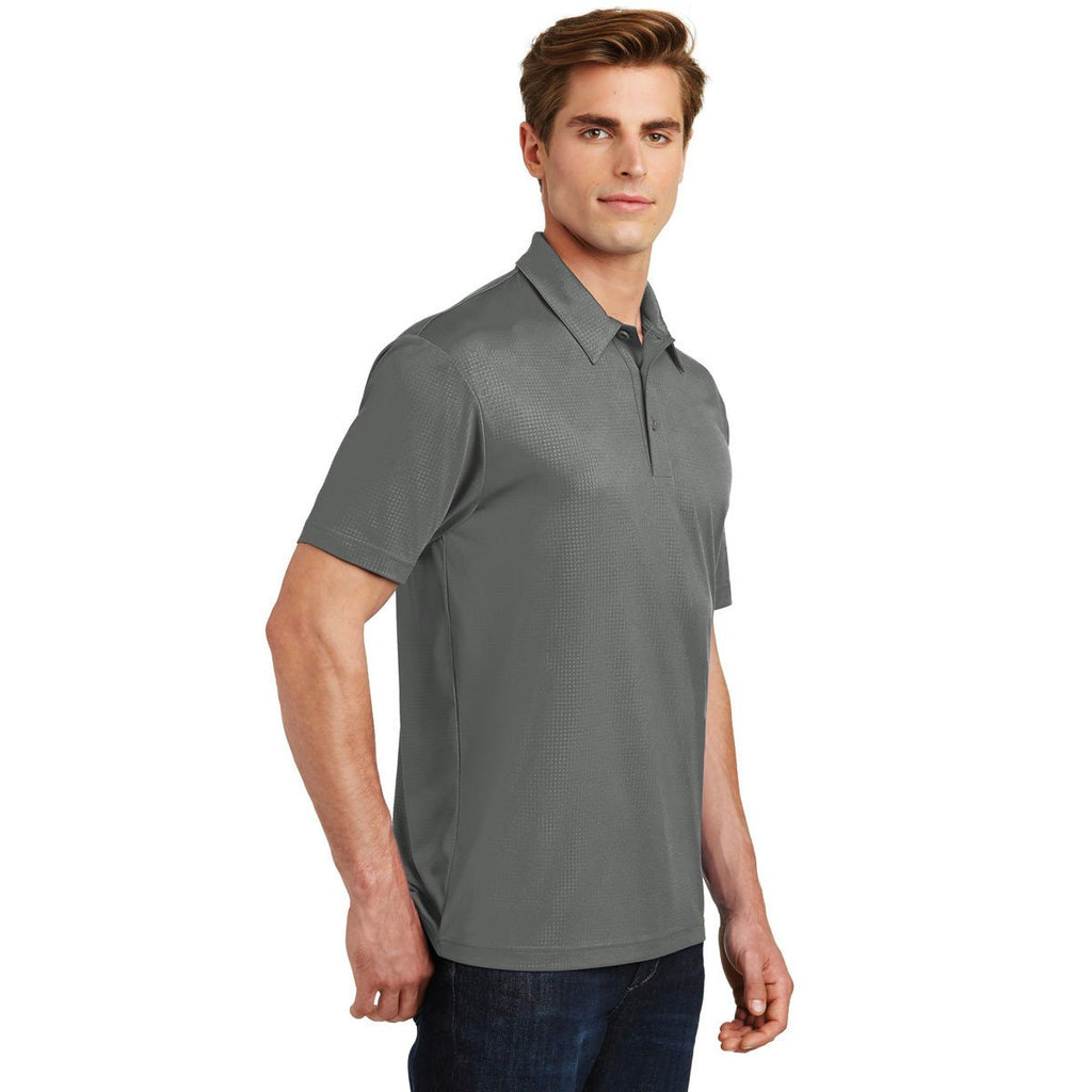 Sport-Tek Men's Dark Smoke Grey Embossed PosiCharge Tough Polo