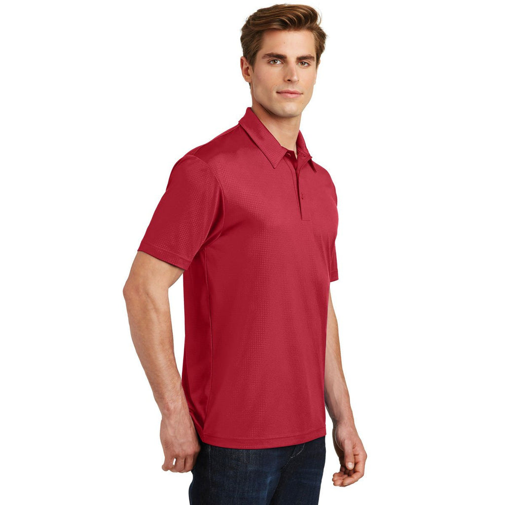 Sport-Tek Men's Deep Red Embossed PosiCharge Tough Polo